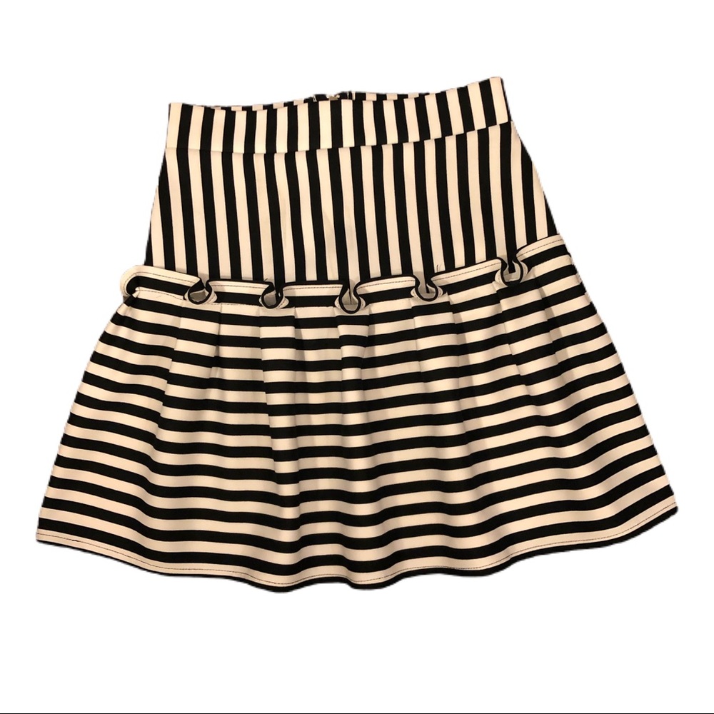 Golden Phoenix Black/White Striped Ruffled Skirt